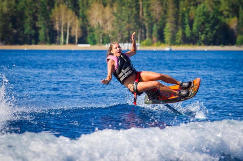 Social Media Manager, Becca Lefanowicz, enjoying a fall on the hydrofoil |Photo credit Grant Korgan|