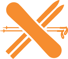 snowboard and ski orange icon