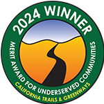 California trails & greenways merit award for underserved communities 2024 winner badge